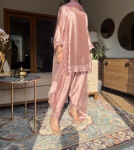 Tea Pink Cutwork Ensemble Zoe Set