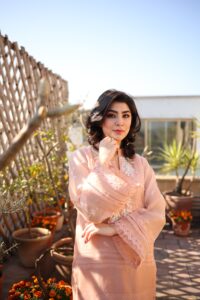 Bella Light Pink Organza & Silk Outfit Dubai | Dervesh Luxe