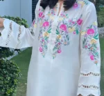 White Raw Silk Embroidered Dress Lama – Luxury Elegance Dervesh Luxe