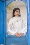 Raw Silk Embroidered White Dress Tara – Elegant Luxury | Dervesh Luxe