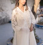 Raw Silk Embroidered White Dress Tara – Elegant Luxury | Dervesh Luxe